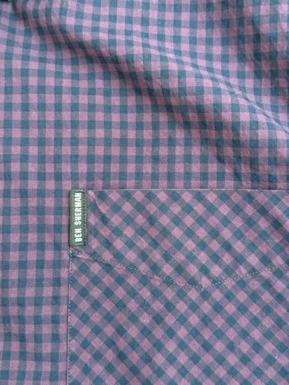 Ben Sherman Original Gingham Button-Down Shirt Purple Navy XXL - Picture 5 of 8